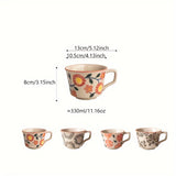 Gaeaspace  -  1pc 330ml 11.16oz Flowers Pattern Coffee Mug Ceramic Coffee Cup Vintage Tea Cup Gifts For Family Coworkers Birthday Day Gifts