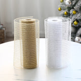 Gaeaspace  -  26cm 10 Yards Gold White DIY Xmas Tree Glitter Mesh silk ribbon Decorations Wedding Navidad Christmas Decorations For Home