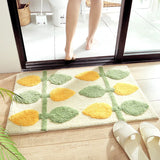 Gaeaspace  -  Green Leaves Flocking Bath Mat Non-slip Absorbent Microfiber Bathroom Rug Home Entrance Door Mat Super Soft Bath Carpet Tapijt