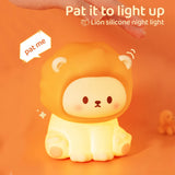 Gaeaspace  -  Kawaii Lion Night Light Rechargeable 3 Level Dimmable Silicone Sleeping Light Bedside Lamp Nursery Nightlights For Bedroom