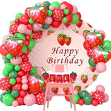 Gaeaspace  -  Sweet Fruit Strawberry Theme Balloons Wreath Happy Birthday Party Atmosphere Decoration Balloon Chain Set Balloon Arch Garland