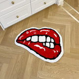 Gaeaspace  -  Red Lips Tufted Rug Soft Good Carpet Bathroom Floor Pad Kids Room Bedroom Anti Slip Doormat Aesthetic Home Winter Warm Decor