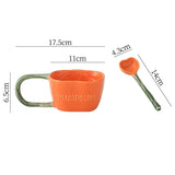 Gaeaspace  -  Pumpkin Ceramic Cup and Spoon Set Cute Elegant Style Mug 300ml for Girls' Afternoon Tea Breakfast Juice Milk Cup X'mas Gift