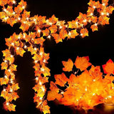 Gaeaspace  -  Halloween Maple Leaf Pumpkin LED String Lights Artificial Autumn Maple Leaves Pumpkin String Light Simulation Leaf String Light