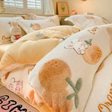 Gaeaspace  -  Winter Plush Duvet Cover Set Coral Velvet Warm Quilt Cover Sheet Pillowcase Luxury Bedding Set Comforter Cover Bed Linens Set