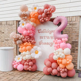 Gaeaspace  -  127Pcs Retro Pink Peach Latex Balloons Kit Small White Daisy Flower Theme Arch Garland Girl's Birthday Party Decors Supplies