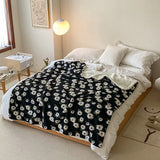 Gaeaspace  -  INS Daisy Jacquard Cherry Strawberry Cashmere Blanket Winter Warm Throw Blanket Cover Bedspread Gift