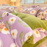 Gaeaspace  -  Winter Warm Plush Duvet Cover Set Queen Bedding Sets Comforter Cover Cartoon Quilt Cover Sheet Pillowcase 4pcs Luxury Bed Linens