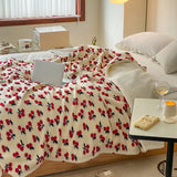 Gaeaspace  -  INS Daisy Jacquard Cherry Strawberry Cashmere Blanket Winter Warm Throw Blanket Cover Bedspread Gift