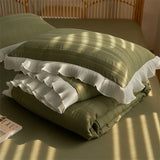 Gaeaspace  -  Korean Puff Yarn Summer Blanket Washed Cotton Summer Quilt Four-Piece Set Airable Cover