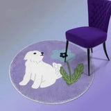 Gaeaspace   -  Living Room Carpet IG Cute Cartoon Puppy Fluffy Children Bedroom Round Rug Large Area Home Decoration Cloakroom Mat ковер 러그