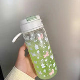 Gaeaspace  -  Kawaii Water Bottle  Tumbler With Straw Handle Aesthetic Cute Tritan Korean Coffee Tea Juice Cup School Drinking Bottle 600ml