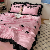 Gaeaspace  -  Summer Cooling Blanket Korean Princess Style Bow Thin Quilt Soft Skin-friendly Lightweight Comforter Queen Double Throw Blanket