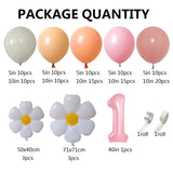 Gaeaspace  -  127Pcs Retro Pink Peach Latex Balloons Kit Small White Daisy Flower Theme Arch Garland Girl's Birthday Party Decors Supplies