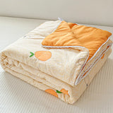 Gaeaspace  -  Orange Summer Quilts Washable Lace Kids Adult Single Double Queen Size Bed Thin Comforter Cute Cartoon Blanket for Girft