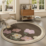 Gaeaspace  -  Simple Flower Living Room Decor Plush Carpet Home Lounge Bedside Thickened Non-slip Carpets Ins Cloakroom Fluffy Soft Round Rug