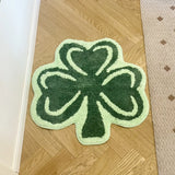 Gaeaspace  -  Clover Green Leaf Flocking Rug 100% Tufted Rug ordic Fun Anti-slip Absorbent Foot Pad Home Door Mat Carpets for Living Room Area