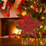 Gaeaspace  -  25cm Red Glitter Christmas Tree Topper Iron Star Christmas Decor For Home Xmas Tree Ornaments Navidad New Year Natal Noel