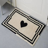 Gaeaspace  -  Love Flocking Carpet Black And White Nordic Style Cute Entry Door Living Room Bedroom Floor Mat Toilet Bathroom Non-slip Mat