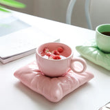 Gaeaspace  - Creative Ceramic Coffee Cup Saucer Pillow Bag Breakfast Fruit Dessert Plate Oatmeal Milk Mug European Afternoon Tea Tea Cup Gift