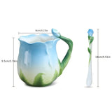 Gaeaspace  -  3D Rose Flower Coffee Mug Ceramic Coffee Cups Cute Aesthetic Water Cups With Spoon Summer Winter Drinkware Valentine's Day Gifts