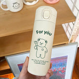 Gaeaspace  -  INS Large Capacity Korean Version Simple Cute High Beauty  Harajuku Style Super Cute Student Girl Heart Insulation Cup Porta