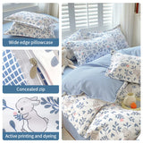 Gaeaspace  -  Bedding Set with Flowers, 100% Cotton, Skin Friendly, Breathable, Duvet Cover, 2Pcs Pillowcase,No Bed Sheet