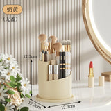 Gaeaspace  -  360° Rotating Makeup Brush Holder With Lid Luxury Cosmetic Organizer Lipstick Eyebrow Pencil Holder Eye Shadow Storage Box