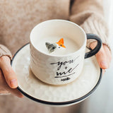 Gaeaspace  -  Cute Kitten Ceramic Cat Claw Cup Afternoon Tea Coffee Cups with Plates Dishes Ceramic Mug for Couples and Children Drinking Milk