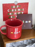 Gaeaspace  -  Creative Red Christmas Tree Graffiti Waisted Ceramic Mug Simple Handle Niche Design Household Heat-resistant Coffee Cup