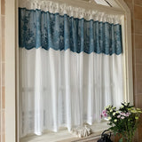 Gaeaspace  -  1 pcs Korean simple retro hollowed out floor curtain Hollow stripe thickened yarn with dark green curtain head