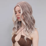 Gaeaspace  -   Grey T-Part 13X5X1 Lace Front Curly Wigs For Women Long Hair Synthetic Lace Front Wig Daily Party Heat Resistant