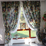 Gaeaspace  -  oil painting curtains halo dyeing art style log pastoral curtains for bedrooms, balconies, living rooms, floral floor curtains