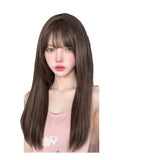 Gaeaspace  -  Long Straight Wig for Women Natural Black Lolita Wig with Bangs Heat Resistant Fiber Hair for Cosplay Daily Use wigs