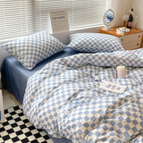 Gaeaspace  -  Blue Plaid Nordic Duvet Cover 220x240 Pillowcase Bed Sheet 3pcs/4pcs Bedding Sets Checkerboard Bedclothes 200x230 Quilt