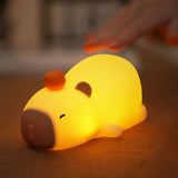 Gaeaspace  -  Capybara Night Light Cute Silicone Lamp LED Touch Sensor Lamp RGB Soft Lamp Children Night Light Bedroom Desktop Decoration Gift