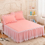 Gaeaspace  -  1pcs Elegant Princess Bed Skirt Non-slip Mattress Cover Ruffled Lace Bed Skirt Bedsheet Protector Bedspread No Pillowcase