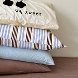 Gaeaspace  -  Korean Style Cotton Stripe Pillow Case Envelop Sleeping Pillowcase Cushion Cover Bedroom Decorations Home Room Bedding Decor