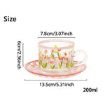 Gaeaspace  -  1 Set Creative Coffee Cup Plate Set Korean Cups Hand-Painted Plant Flower Coffee Mug Home Kitchen Drinkware Espresso Cups Gifts