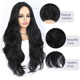 Gaeaspace -  Wig hot sale ladies natural fashion black long curly hair chemical fiber hair cover natural fluffy rose net ladies wig