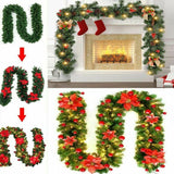 Gaeaspace  -  Artificial Christmas Garland Decorations with Lights, Christmas Wreaths for Xmas Tree Front Door Fireplaces Stairs Decor Wreath