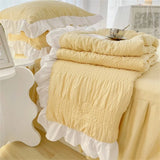 Gaeaspace  -  Korean Seersucker Summer Thin Quilt Air Condition Comforter Bed Cover Skin Friendly Blanket Single Double Single Quilt Bedding