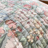 Gaeaspace  - Vintage French Princess Quilted Cotton Bedspread Coverlet Double 230x250cm Print Floral Ruffle Bed Sheet Soft 2Pcs Pillowcases