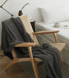 Gaeaspace  -  Knitted Fleece Half Blanket, Nordic Style, Multi-Functional, Home Soft Wear, Soft Sofa Blanket, Monochromatic, Autumn and Winter