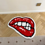 Gaeaspace  -  Red Lips Tufted Rug Soft Good Carpet Bathroom Floor Pad Kids Room Bedroom Anti Slip Doormat Aesthetic Home Winter Warm Decor