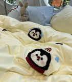 Gaeaspace  -  Cute embroidery penguin bedding set 1.2 1.5 1.8 2.0,twin full queen King cotton home textile bed sheet pillowcase quilt cover