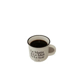 Gaeaspace  -  Coffee Mug Korean Style French Ceramic Handle Mug Milk Coffee Cup Letter Water Cup  Ceramic Cup Black And White Cup