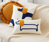 Gaeaspace  -  Cartoon Sausage Dog Embroidered Cushion Cover Pillow Cover for Sofa Bedroom For Kids Child Gift Cosplay