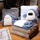 Gaeaspace  -  2-In-1 Cartoon Creative Shark Throw Pillow Comforter Office Nap Air Conditioning Blanket Pillow Home Sofa Pillow Cover Blanket