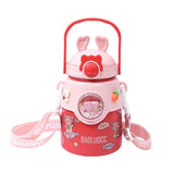 Gaeaspace  -  850 ML Cute Cartoon Big Belly Cup Stainless Steel Portable Strap Large Capacity Kids Thermos Water Bottle With Straw For Girls